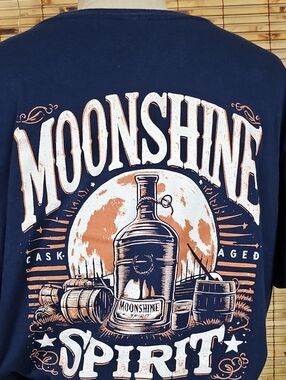 Spirit Navy Short Sleeve Tee with Cream & Brown Moonshine Graphic